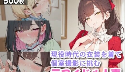 同人CG:現役時代の衣装を着て個室撮影に挑む元アイドル人妻